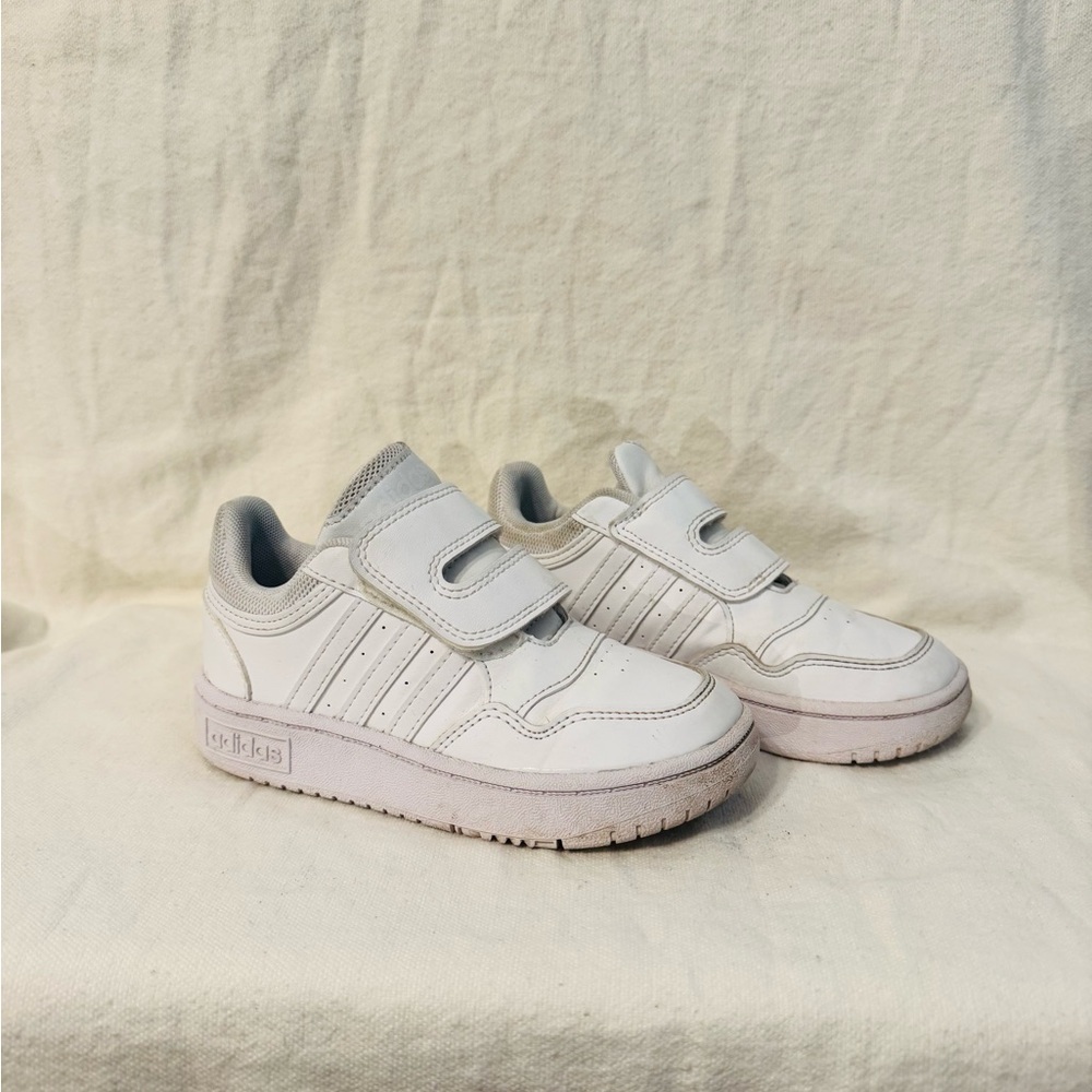 Adidas White Hoops 3.0 Sneakers with Velcro Straps